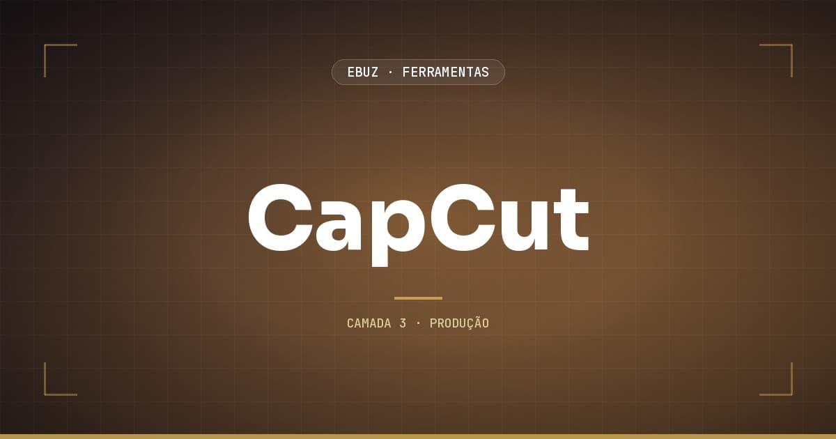 CapCut, camada 3 (produção) do stack de ferramentas da eBuz