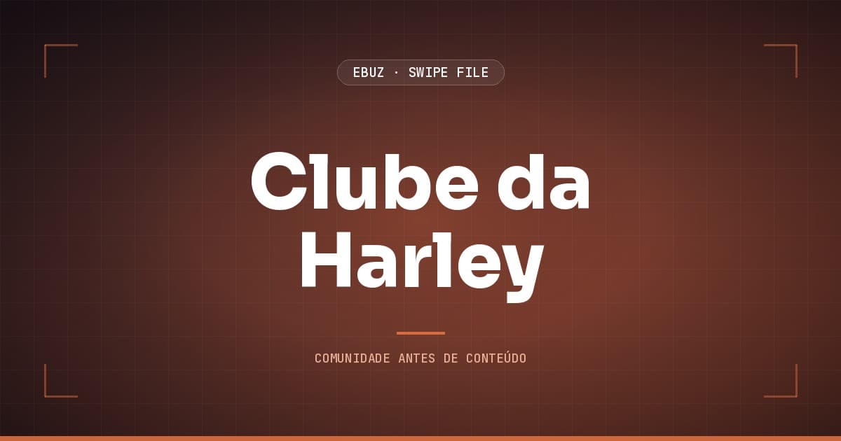 Capa do artigo sobre Clube da Harley, do Swipe File da eBuz