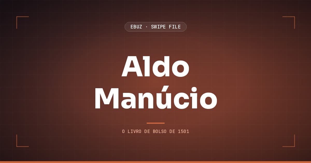 Capa do artigo sobre Aldo Manúcio e o livro de bolso, do Swipe File da eBuz