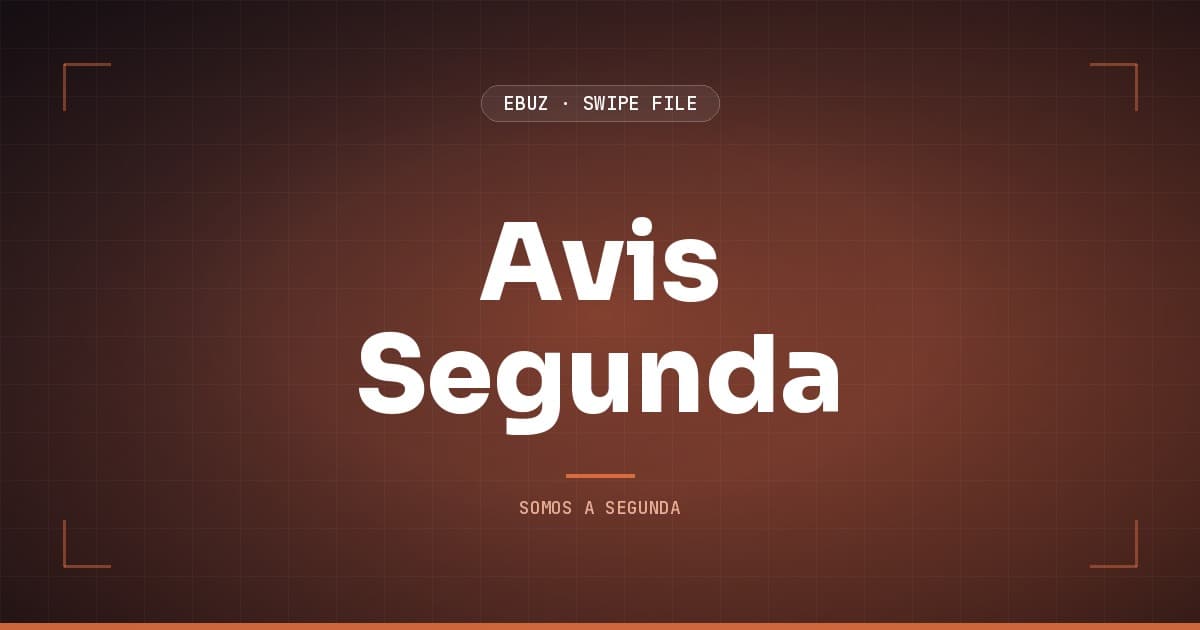 Capa do artigo sobre Avis Segunda, do Swipe File da eBuz