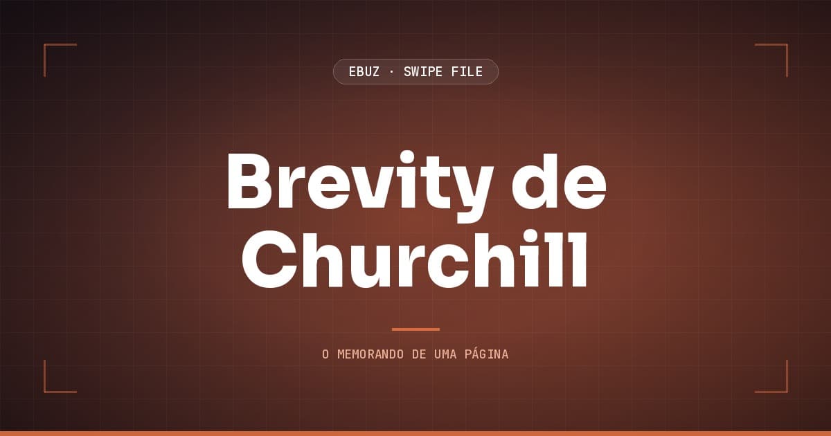 Capa do artigo sobre Brevity de Churchill, do Swipe File da eBuz