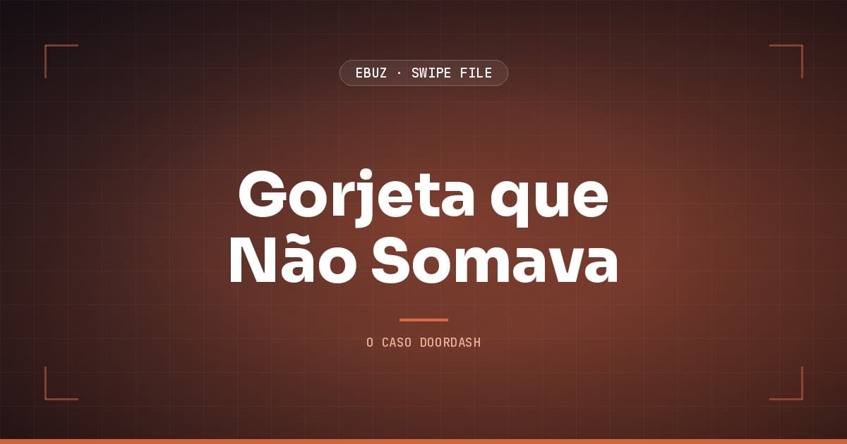 Capa do artigo sobre Gorjeta que Não Somava, do Swipe File da eBuz