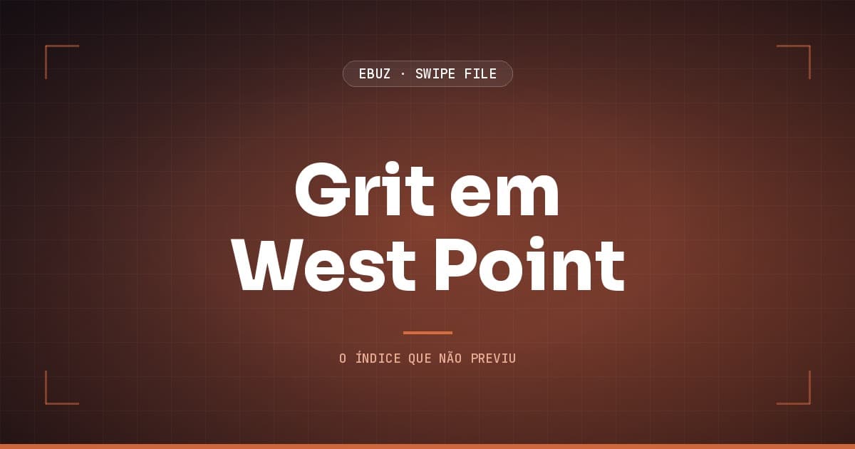 Capa do artigo sobre Grit em West Point, do Swipe File da eBuz