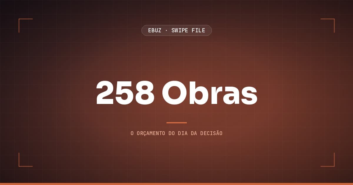 Capa do artigo sobre 258 Obras, do Swipe File da eBuz