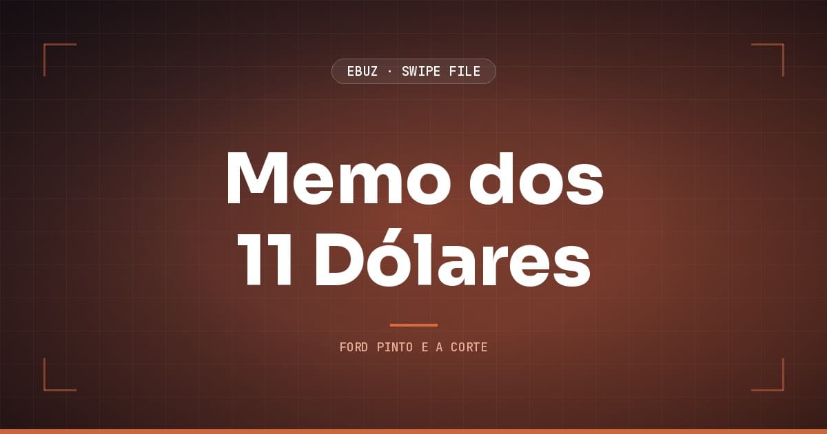 Capa do artigo sobre Memo dos 11 Dólares, do Swipe File da eBuz