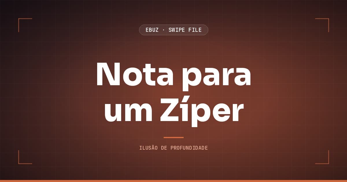 Capa do artigo sobre Nota para um Zíper, do Swipe File da eBuz