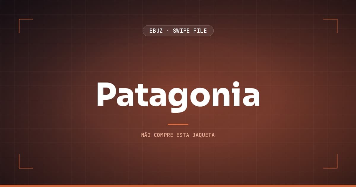 Capa do artigo sobre Patagonia, do Swipe File da eBuz