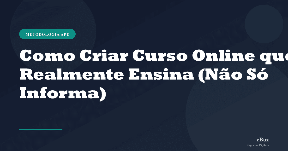 Capa gerada automaticamente: Como Criar Curso Online que Realmente Ensina (Não Só Informa)