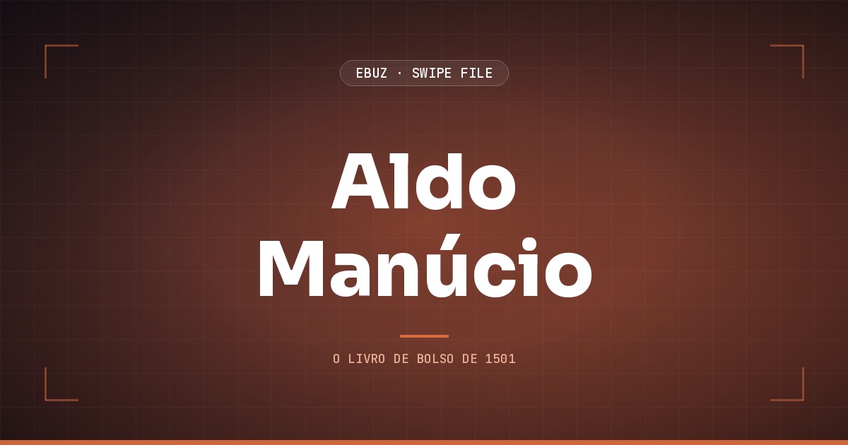 Capa do artigo sobre Aldo Manúcio e o livro de bolso, do Swipe File da eBuz
