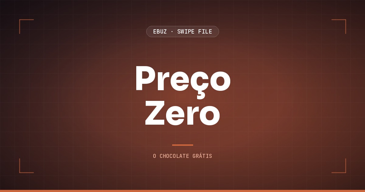 Capa do artigo sobre Preço Zero, do Swipe File da eBuz