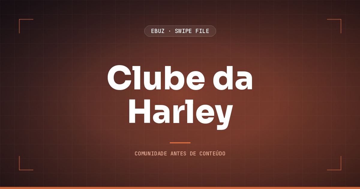 Capa do artigo sobre Clube da Harley, do Swipe File da eBuz