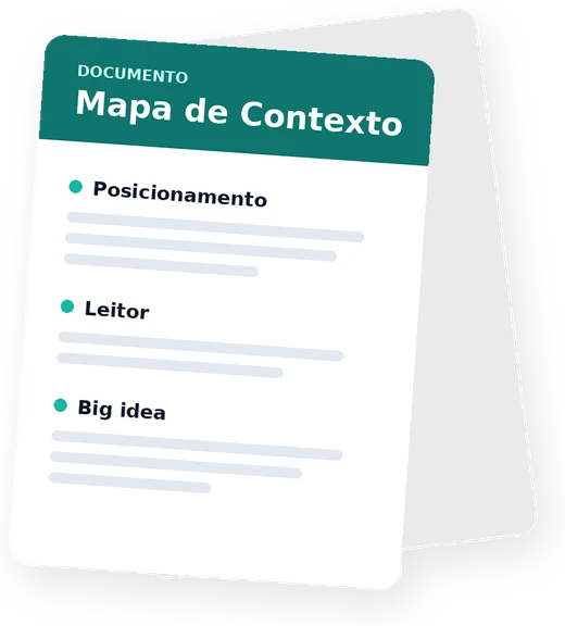 Documento do Mapa de Contexto com posicionamento, leitor e big idea